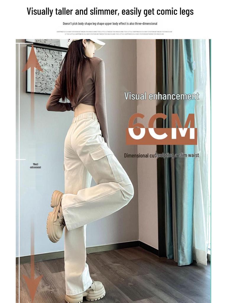 Women's High Waist Cargo Pants - Straight & Wide Leg Options for Spring/Autumn Climbing and Sports.