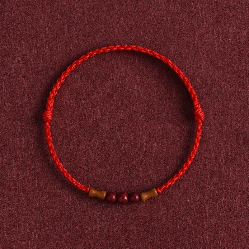 

Браслет-анклет из натурального персикового дерева и бамбука на красной веревке, высокий, мужской и женский, с киноварью, бусинами удачи, плетеный ручной ремешок на год рождения Safe red hand rope