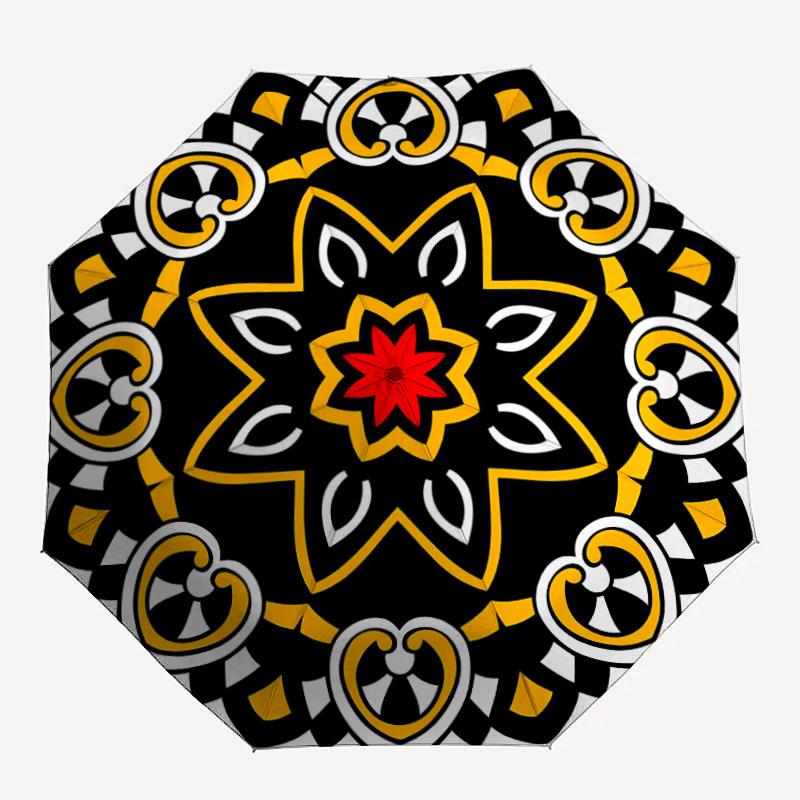 

1pc Mandala Pattern Automatic Folding Umbrella, Portable & Foldable Design with 8 Ribs, Casual Outdoor Accessory yy250805145