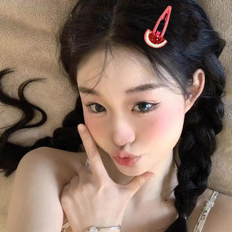 Kids Watermelon Sequined Hairpin for Halloween Birthday Photo Props Fun Headwear Cosplay Hair Accessories
