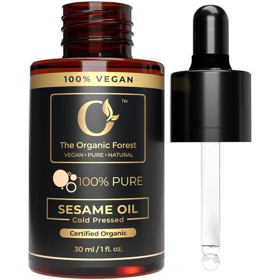 The Organic Forest - Premium Organic Sesame Oil - Cold Pressed Sesame Seed Oil for Skin & Hair - Nutrient-Rich, Non-GMO