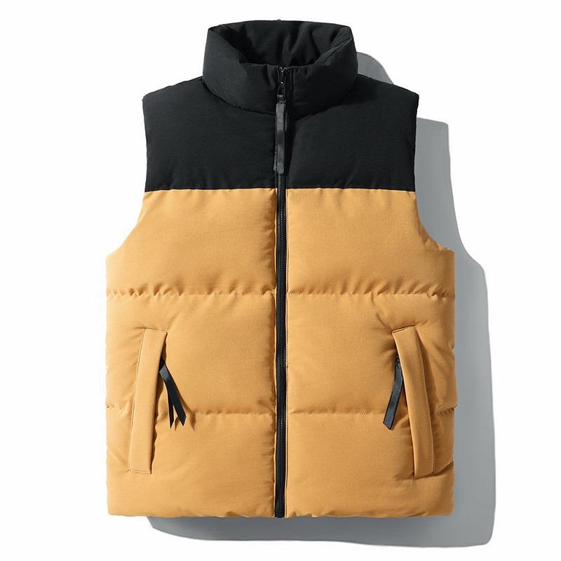 Zipper Pocket High Collar Cardigan Contrast Color Fashion Casual Vest Sleeveless Jacket Top