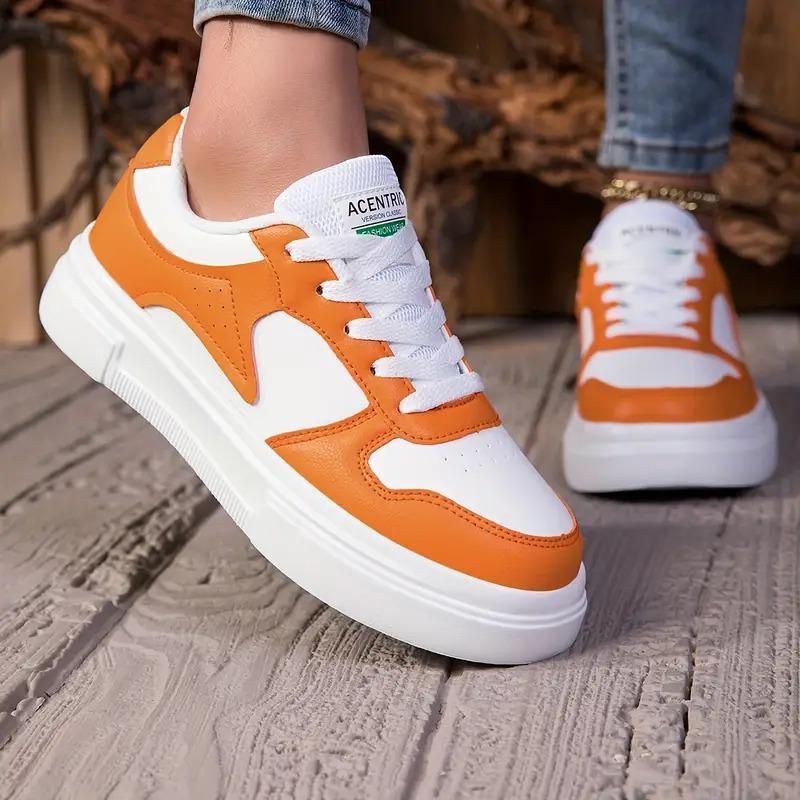 

Женские кеды для скейтборда, повседневные кроссовки из ПУ кожи, низкие, удобные, дышащие, женская спортивная обувь на плоской подошве 36 оранжевый
