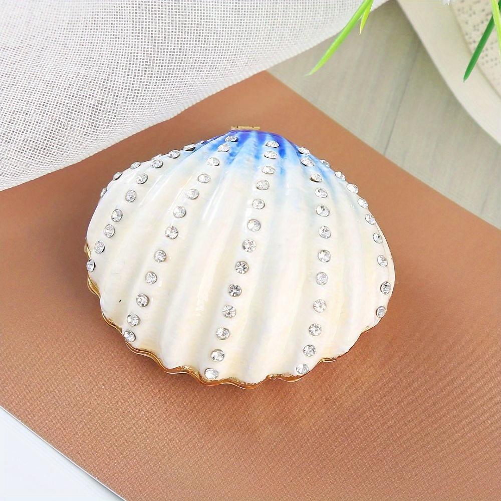Crystal Shell Metal Craft Jewelry Box, 1PC Trinket Box Necklace Earring Bead Box Small Wedding Decor Party Favor Gift