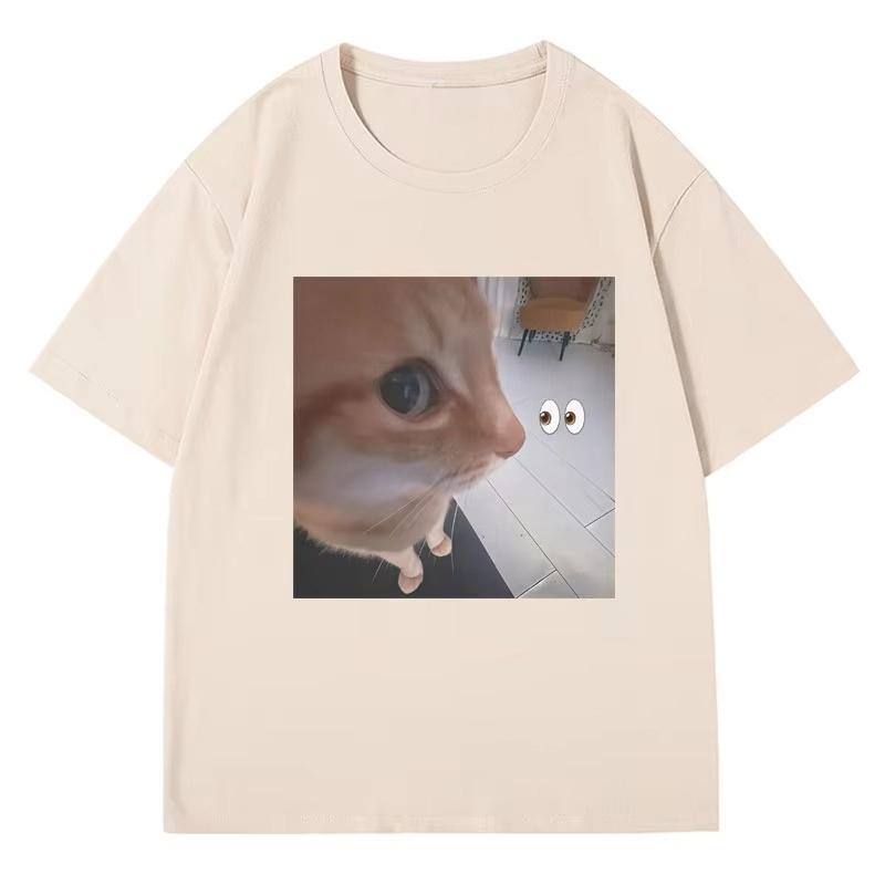 2025 New Summer Casual Short Sleeve T-Shir Print Cotton Regular Fit Round Neck Breathable Loose Unisex Tee Men Women Clothing