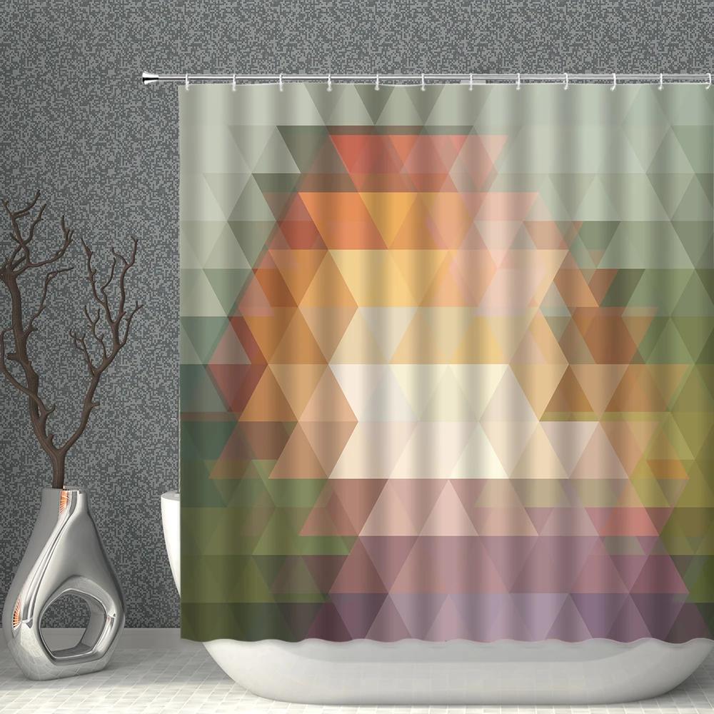 Colorful Geometry Shower Curtain Set Nordic Style Bath Curtains Waterproof Fabric Bathroom Screen Bathtub Home Decor With Hooks