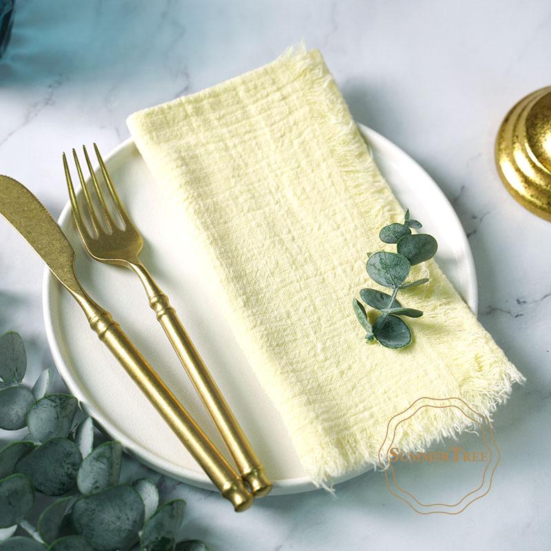 20PCS Napkins 41x41CM Cotton Cloth Gauze Retro Burr Rustic Kitchen Tea Towel Wedding Party Dinner Christmas Napkin Table Decor