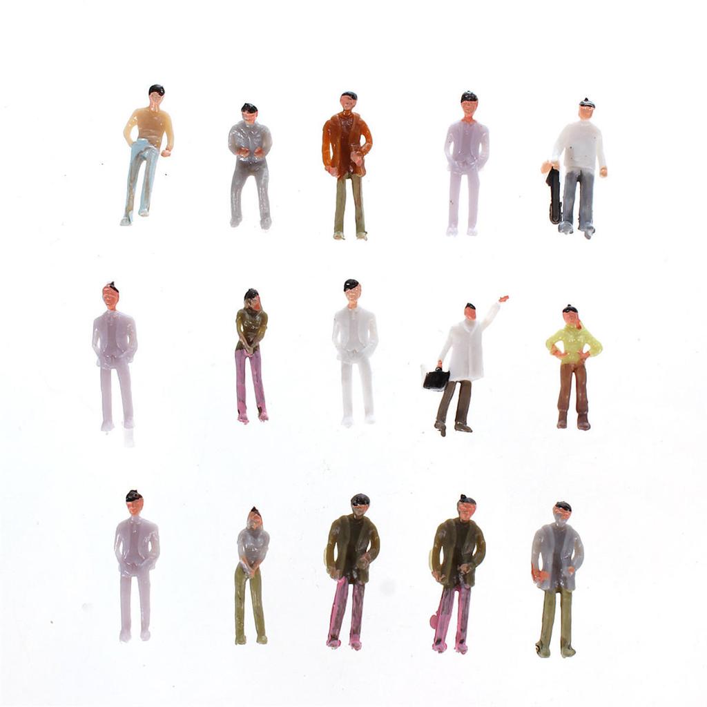 Mini 1:75 Scale Railway Train Mixed Painted People Figures Model DIY Craft Decor