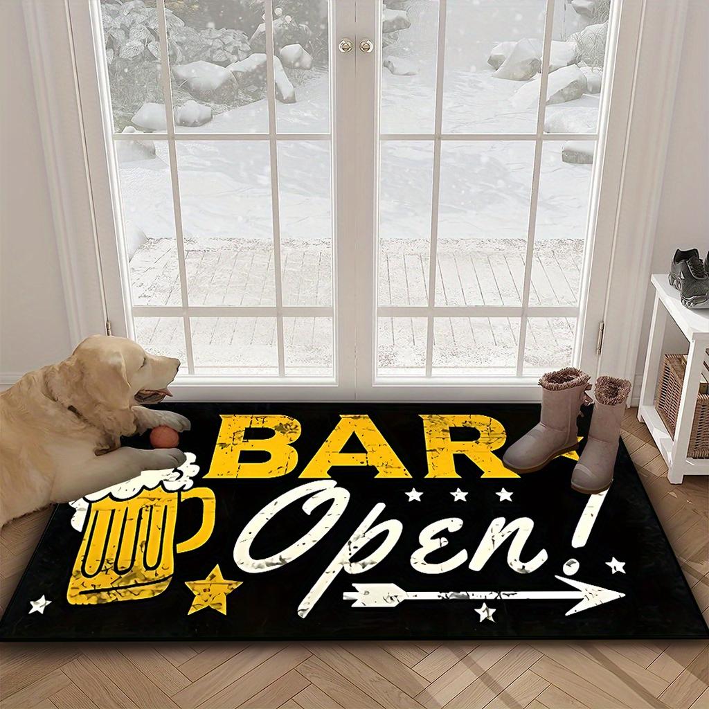 "Bar Aperto" Zerbino a Tema Birra, Tappeto Antiscivolo da Interno/Esterno per Corridoio Soggiorno Cucina Patio Caffè Bar Decorazione Natalizia