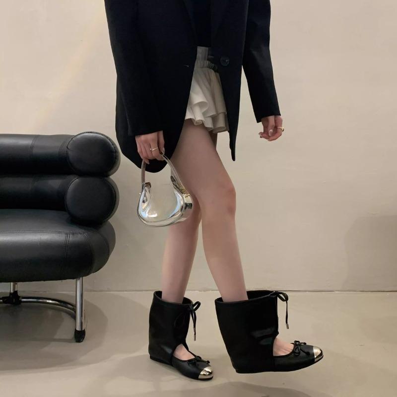 Modne Niszowe Design Okrągły Nosek Buty Mary Jane Damskie Sznurowane Kokardka Płaskie Baleriny Płaskie Letnie Klapki Buty