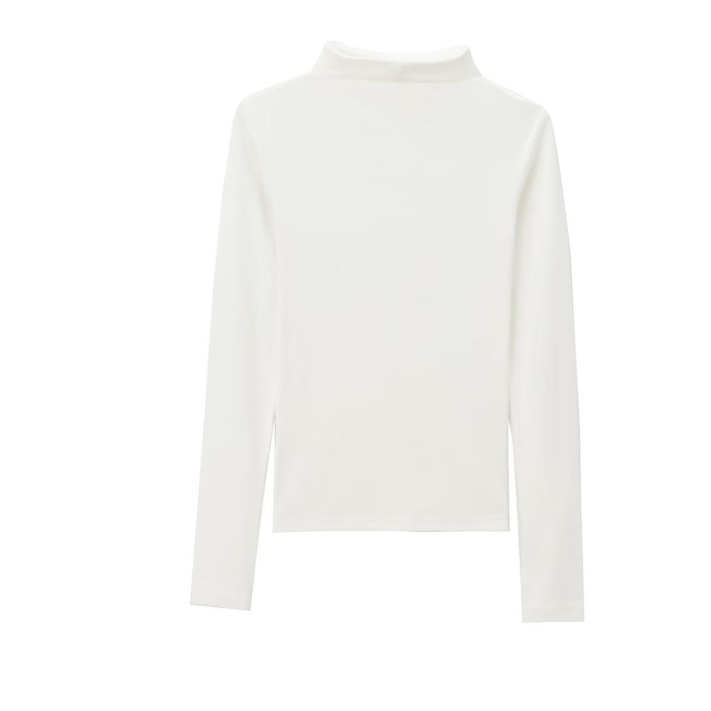 European and American Style Women's Clothing Fashion Commuting Versatile Slim-fitting Simple Long-sleeved Turtleneck T-shirt 2335643