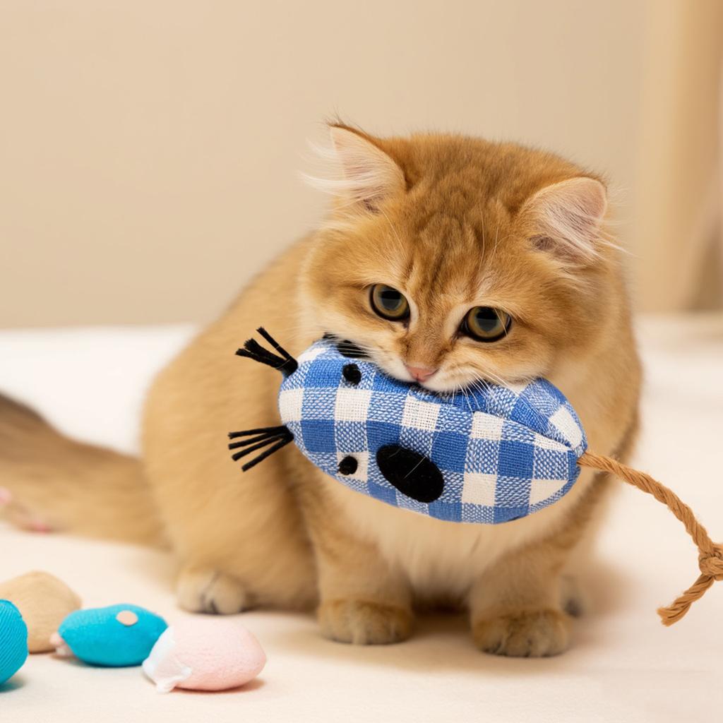 Realistic Plush Mouse Cat Toy with Catnip Lifelike Toy for Cats Durable Self-Play Kitten Teaser Fun Stress Relief Gift for Pets
