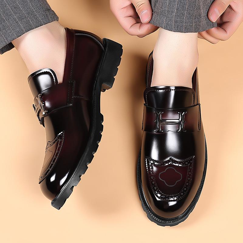 Platform New Men's Loafers Leather Shoes Oxford Classic Pointed Toe Lace-up Business Shoes for Men Fashion Wedding Party Formal