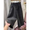 2025 Autumn/Winter High-Waisted Thick Woolen Retro Straight-Leg Wide Pants for Women