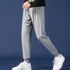 Mid-rise Elastic Waistband Casual Pants Drawstring Pockets Mesh Men Ice Silk Thin Jogging Sweatpants Streetwear