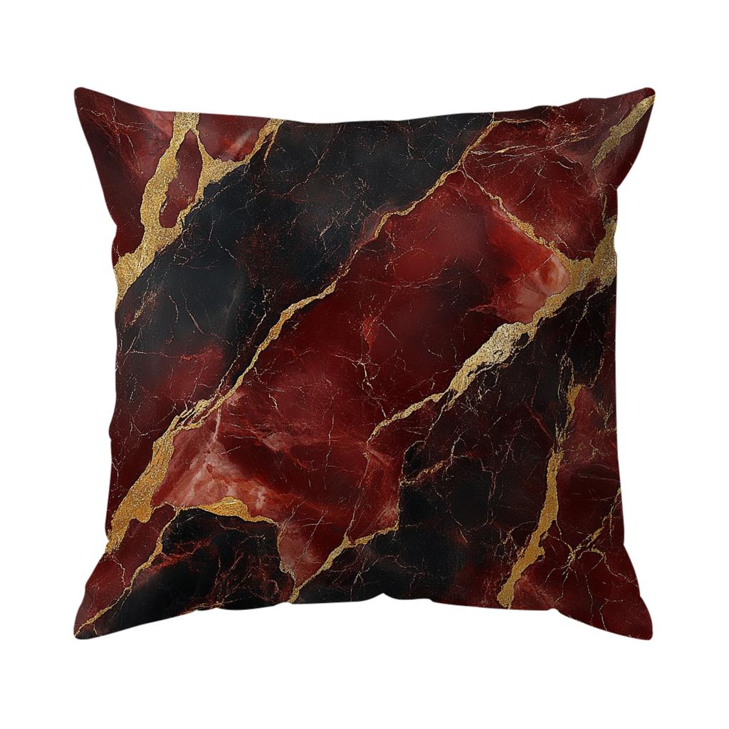 1pcs Wine Red Marble Pillowcase Square Bedroom Cushion Covers Zipper Living Soft Home Comfortable Decor 45x45cm