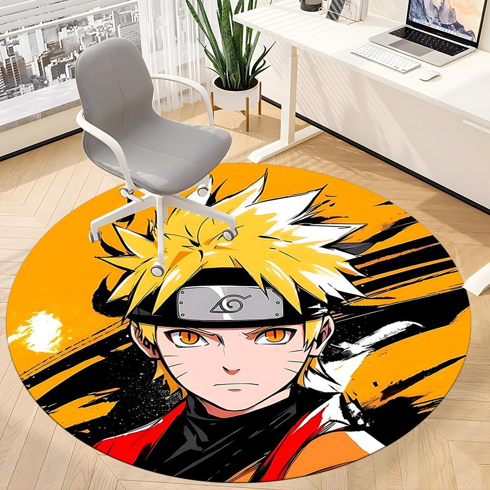 1pc Naruto Uzumaki Office Round Area Rug, Indoor Mat Suitable For Office,Bedroom Living Room Home Decor, Room Deco a0926099