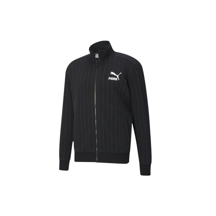 PUMA Pinstripe Track Top Stripe Fleece Lined Stand Collar Zipper Jacket Black Men s 530177-01 XXL