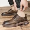Men Casual Leather Shoes Retro Style Classic Handmade Wear-Resistant Sneakers For Men Comfortable Thick Bottom Men Shoes