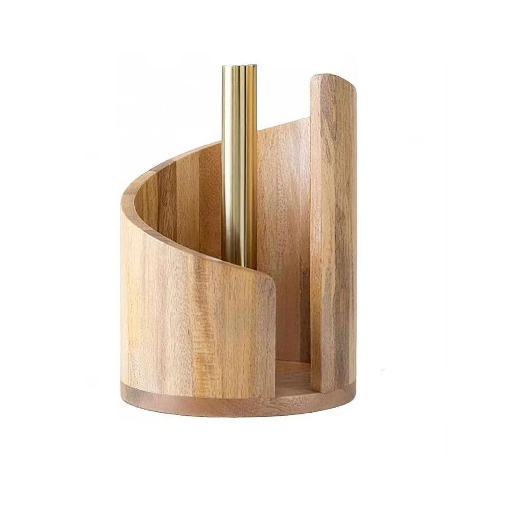 Wooden Kitchen Paper Towel Holder Freestanding Countertop Napkin Roll Organizer for Dining Room Decorative Tissue Storage Rack