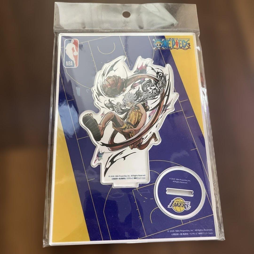 ONE PIECE x NBA Acrylic Stand Luffy Lakers Bandai From Japan