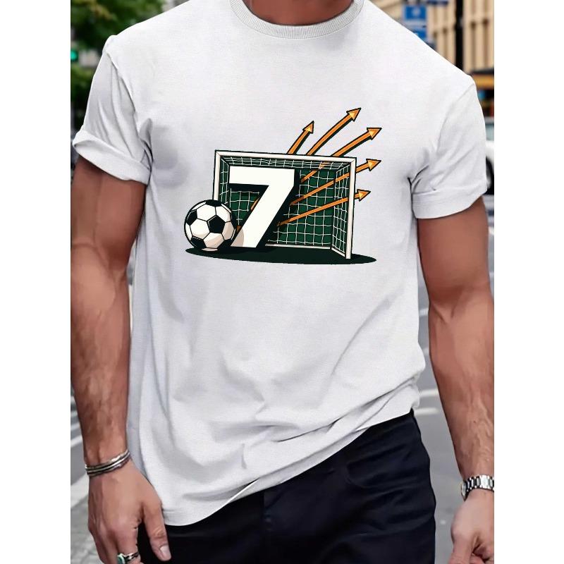 Men S Soccer Goalkeeper Number 7 T-Shirt - Pattern Style - Soccer Player/Coach T-Shirt American Football T-Shirt, Print Soccer T-Shirt, Casual Soccer S белый
