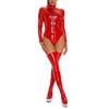 Shiny Bodysuit Stage Wet Look Zip Leotard Tops Clubwear