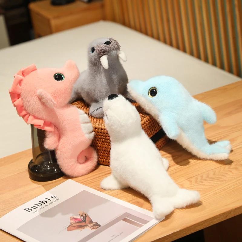 New 22/30cm Lovely Sea Lions Dolphin Seahorse Plush Toys Stuffed Soft Cute Animal Dolls Sofa Decor for Children Gifts