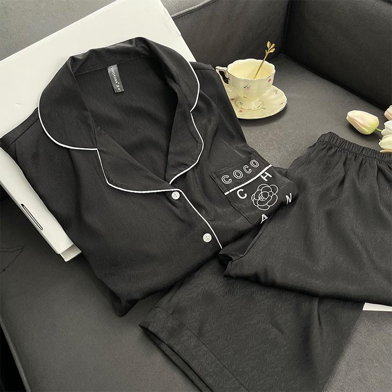 

Пижама женская Ice Silk Autumn с V-образным вырезом и длинным рукавом Sweet Tulip для дома XL чёрный