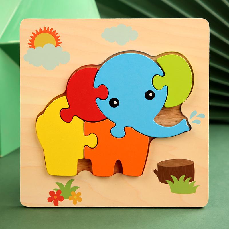 Wooden 3D Educational Puzzle for Toddlers - Interactive, Creative Hands-on Toy for Ages 1-3