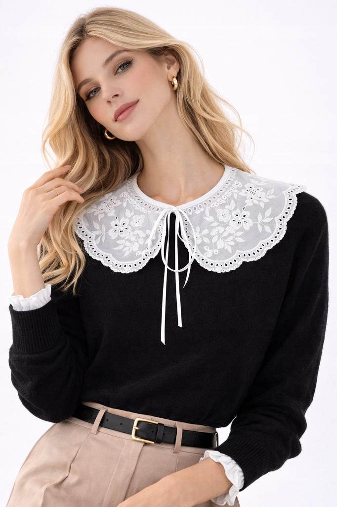 BLACK COLLAR made of tulle, elegant, tied, fashionable accessory for clothes