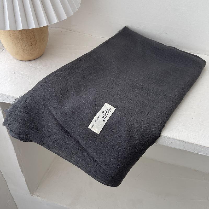 Literary Cotton and Linen Solid Color Scarf Women's Shawl Summer Desert Sunscreen Sunshade Travel Long Silk Fashion Trend