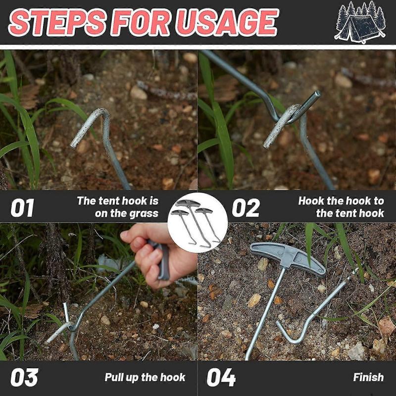 Tent Peg Ground Hook Pullers Tent Peg Nail Puller Tool Peg Puller Extractor Tent Stakes With Hook Extractor Remover Tent Accessories(4pcs, Silve