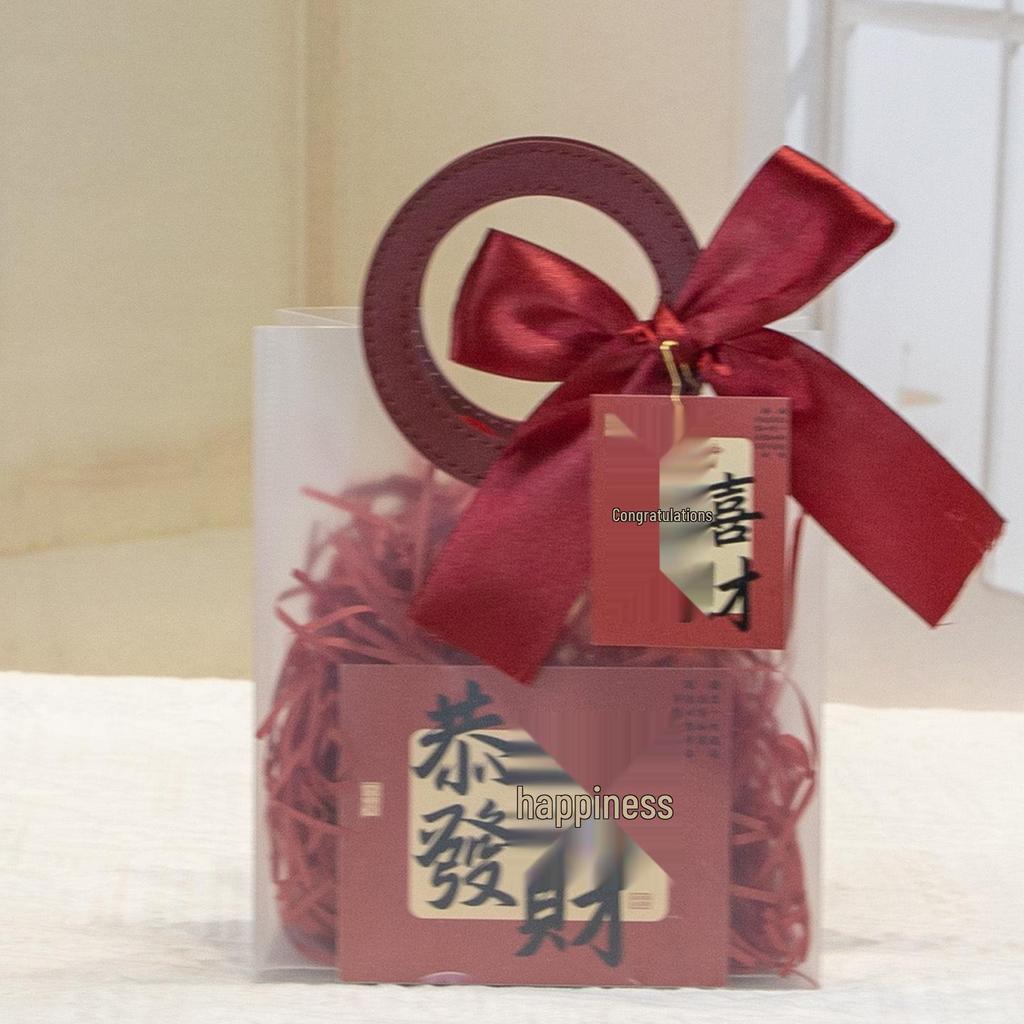 New Year’s Red Transparent Tote Bag - Souvenir and Gift Packaging for Spring Festival