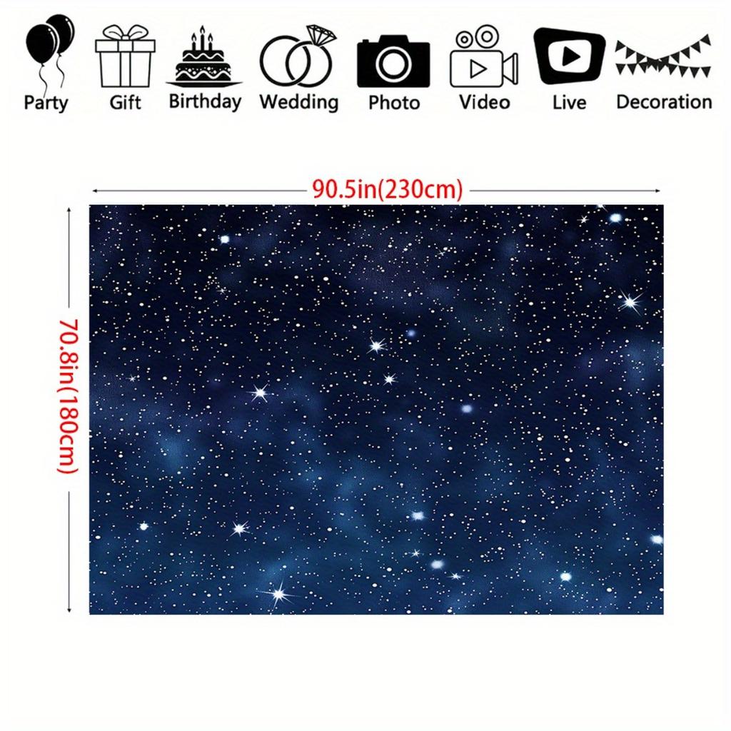 2D Plane 1 Piece of Deep Blue and Golden Starry Night Background Banner Suitable for Birthdays and Weddings