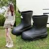 2025 new cute rain shoes women's medium rain boots cotton water shoes waterproof glue shoes kitchen car wash water boots