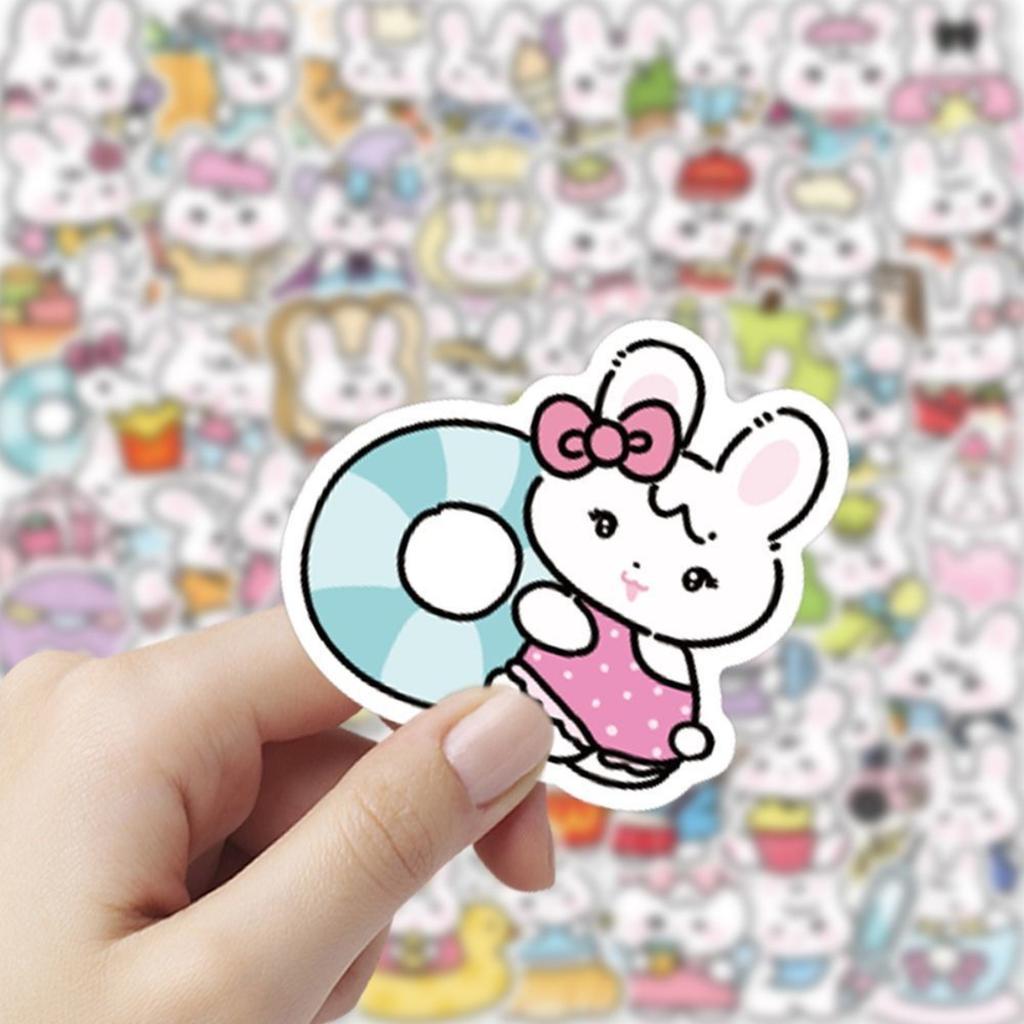 100Pcs Kawaii Miffy Rabbit Stickers Cute Cartoon Rabbit Fun Decorative Notebook Planner Waterproof Stickers