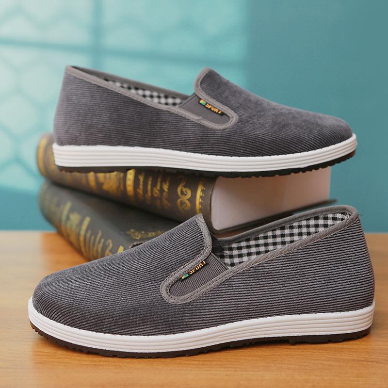Alte Pekinger Stoffschuhe Herren- und Damen-Cord atmungsaktiv lässig rutschfest verschleißfest Walking Flachsohle Slipper Weichsohle Arbeitsschuhe