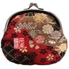 Senko Shuuin Nishijin-ori Kinran Gamaguchi 3.5-sun Marugata Wallet Coin Purse (with Lining) (Beni Ogi Sakura)