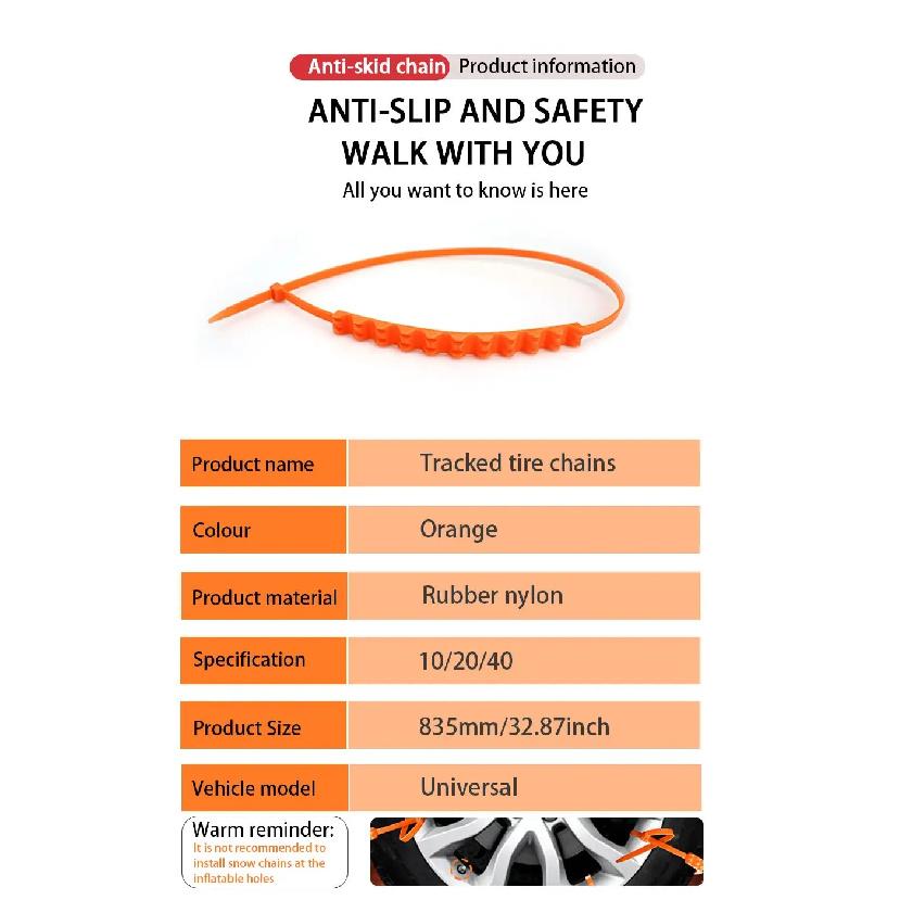 10Pcs Anti Skid Snow Chains Anti Slip Car Winter Tire Wheels Chains 2 3 Grooves for Winter Outdoor Snow Tire Emergency