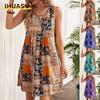 Fashion Summer Spring Sleeveless O-Neck  Casual Dresses