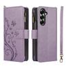 Wrist Strap Leather Zipper Wallet Card Slot Phone Case for Samsung Galaxy Z Fold 7 6 5 4 3 Fold6 Fold5 Fold4 Flip Stand Cover