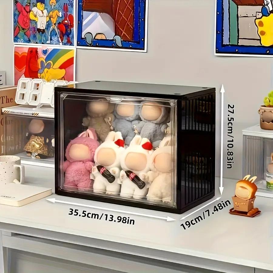 LABUBU Plush Toy Display Box Pendant Cute Doll Stand Cabinet Clear Storage Case Dust-Proof for Figurines Protective Shelf