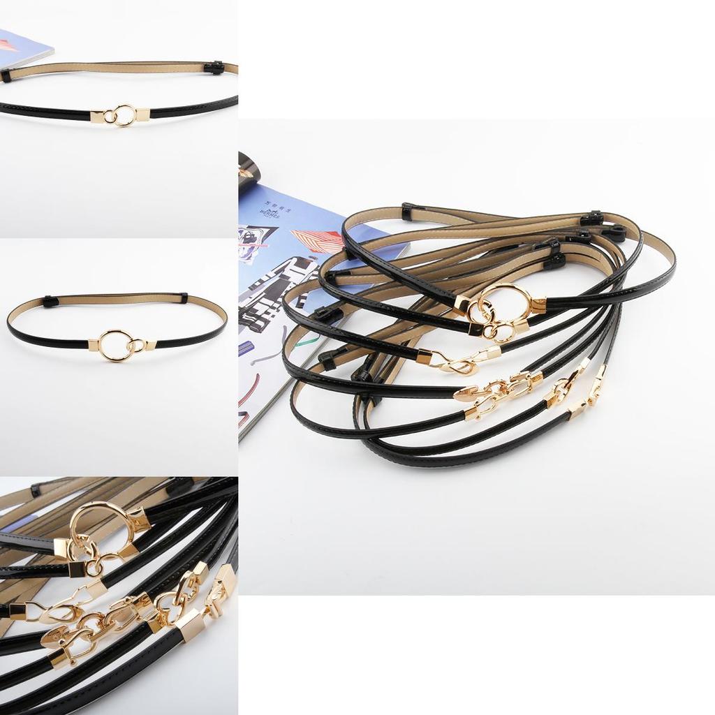 Simple Solid Color Ring Buckle Decoration Women Slim Waist Belt For Daily Wear