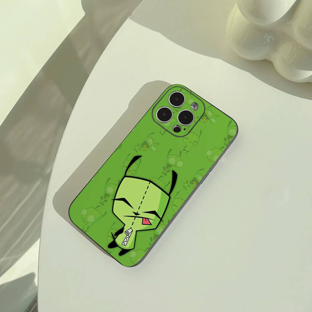 Cartoon Invader Zim Gir Phone Case For iPhone 17,16,15,14,13,12,11 Pro Max,16/15/14Plus,XS Soft Black Cover