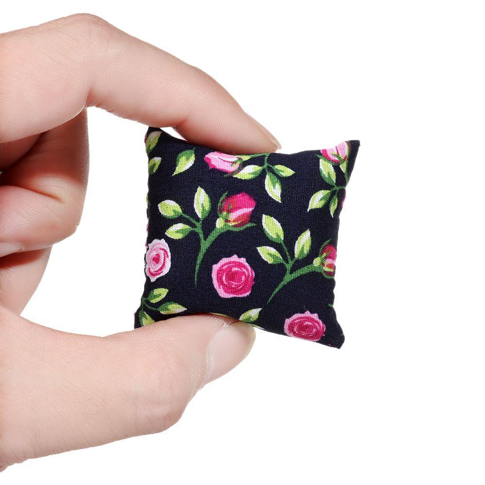 Couch Sofa Toys Furniture Mini Dollhouse Pillows Doll Accessories Floral Printed Miniature Cushions