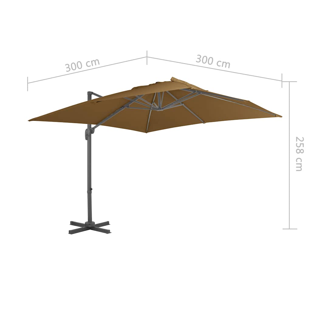 Umbrella with Aluminum Mast 300 X 300 Cm Taupe