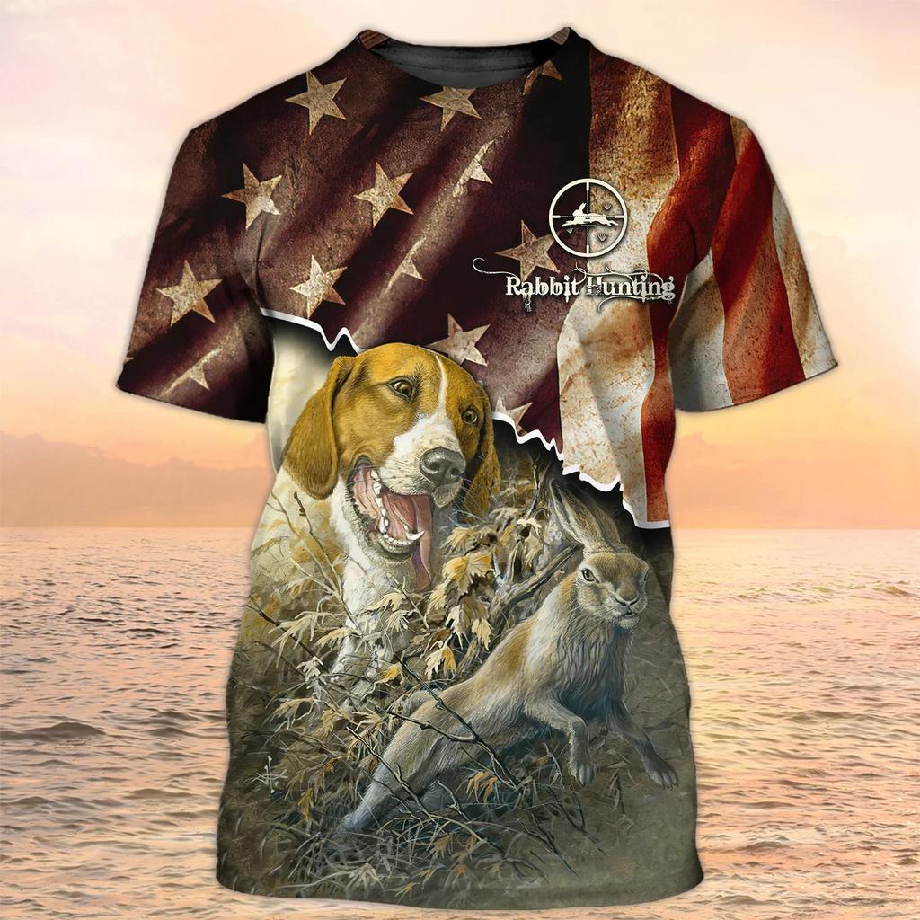 Duck Hunting Dog Pattern Men's T-shirt 3D Animal Print Short Sleeved Top Harajuku Style Comfortable Casual Streetwear