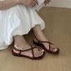 Bailamos Brand Design Women Flat Sandals Clip Toe Leisure Outside Beach Shoes for Lady Fashion Metal Decoration Summer Slides Mu
