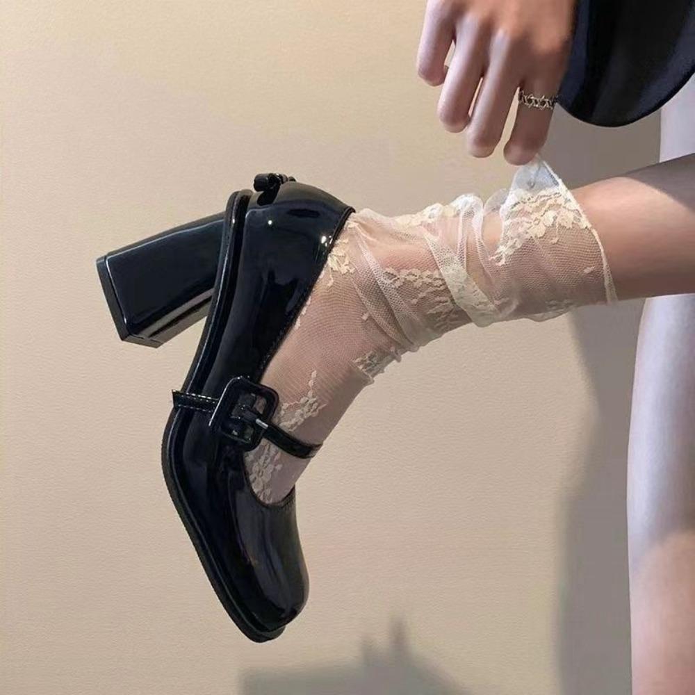 

Transparent Mesh Flower Lace Socks Chic Floral Tulle Thin Pile Up Socks Lolita Girls абрикосовый